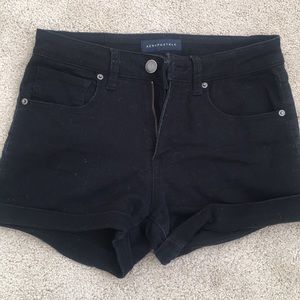 Black High waisted midi shorts